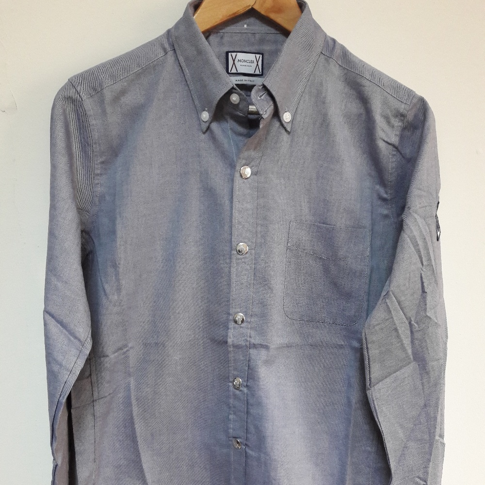 2019 Moncler Men Solid Cotton Grey Shirt